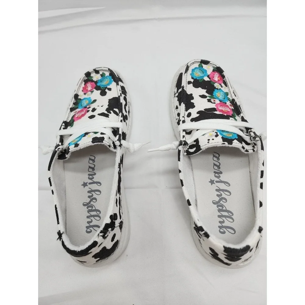 Gypsy Jazz Embroidered Cow Print Slip-On Casual Shoes Women's Sz 7 - Picture 7 of 9